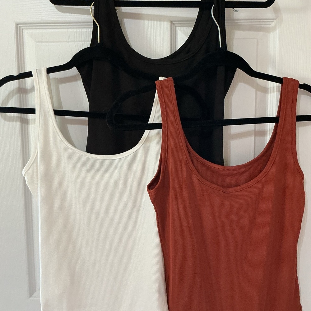 Bundle of Bodysuits: black, rust, white NWOT - Picture 3 of 6